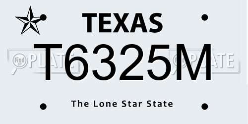 T6325M Texas License Plate