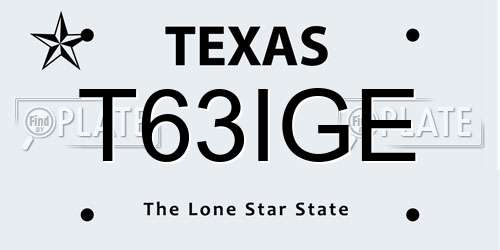 T63IGE Texas License Plate