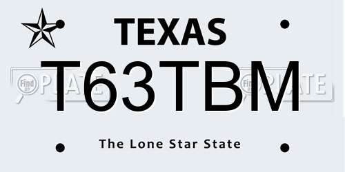 T63TBM Texas License Plate