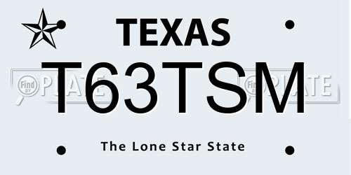 T63TSM Texas License Plate
