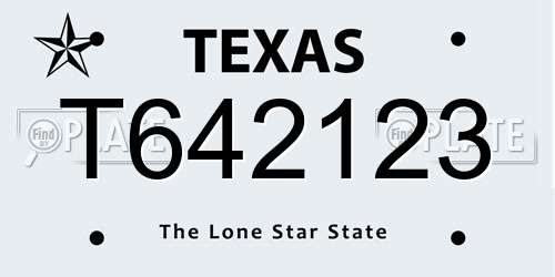 T642123 Texas License Plate