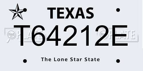 T64212E Texas License Plate
