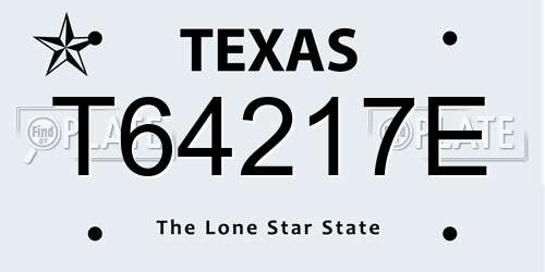 T64217E Texas License Plate