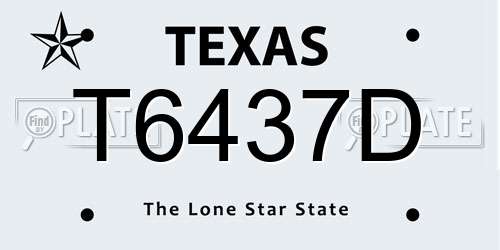 T6437D Texas License Plate