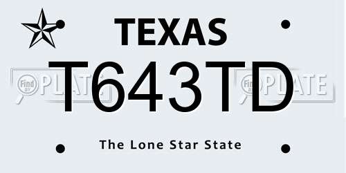 T643TD Texas License Plate