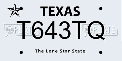 T643TQ Texas License Plate