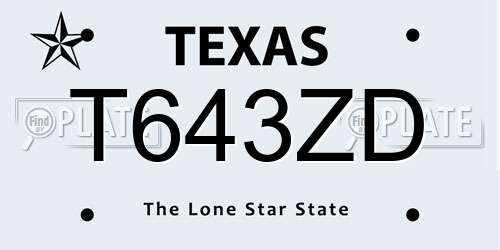 T643ZD Texas License Plate