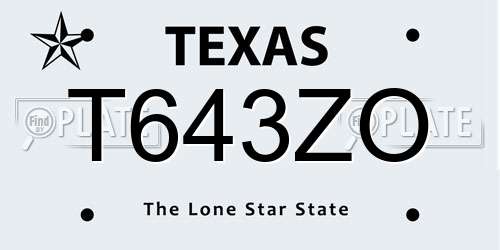 T643ZO Texas License Plate