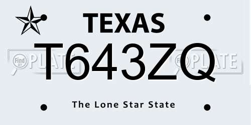 T643ZQ Texas License Plate