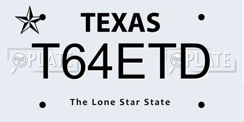 T64ETD Texas License Plate
