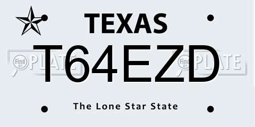 T64EZD Texas License Plate