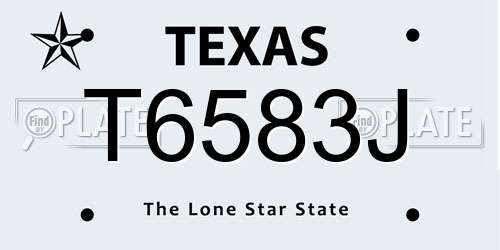 T6583J Texas License Plate