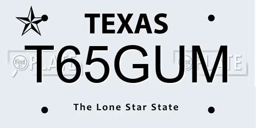T65GUM Texas License Plate