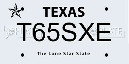 T65SXE Texas License Plate