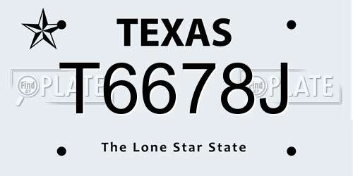 T6678J Texas License Plate