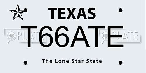 T66ATE Texas License Plate
