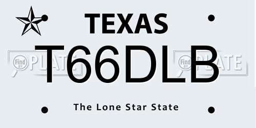 T66DLB Texas License Plate