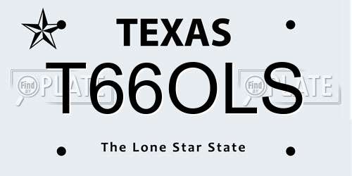 T66OLS Texas License Plate
