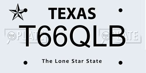 T66QLB Texas License Plate