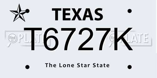 T6727K Texas License Plate