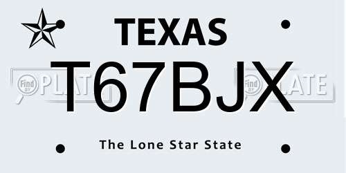 T67BJX Texas License Plate