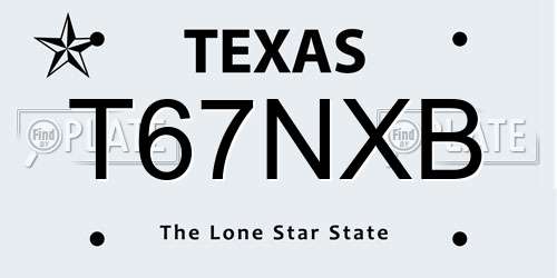 T67NXB Texas License Plate