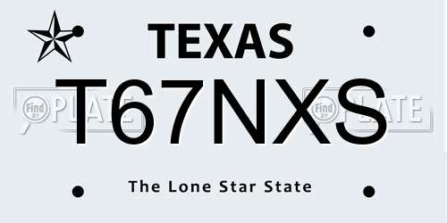 T67NXS Texas License Plate