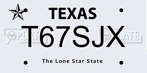 T67SJX Texas License Plate