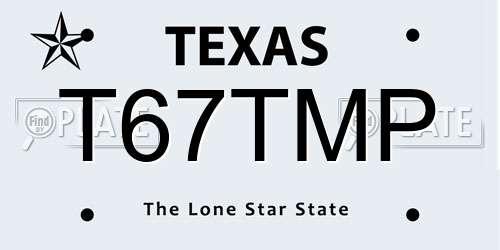 T67TMP Texas License Plate