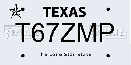 T67ZMP Texas License Plate
