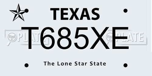T685XE Texas License Plate