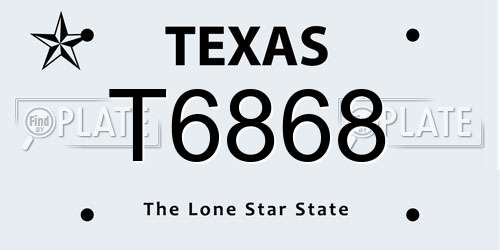 T6868 Texas License Plate