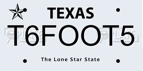 T6FOOT5 Texas License Plate