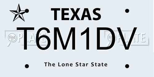 T6M1DV Texas License Plate