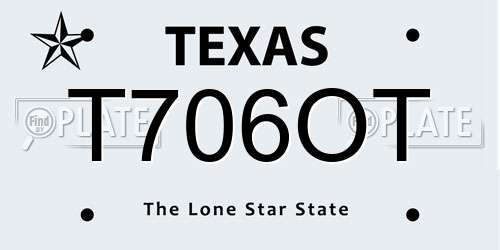 T706OT Texas License Plate