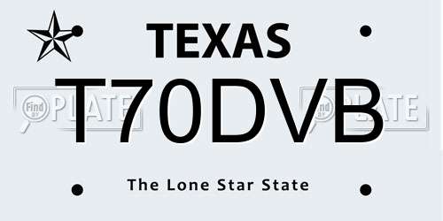 T70DVB Texas License Plate