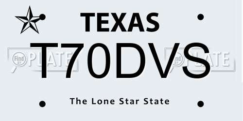 T70DVS Texas License Plate