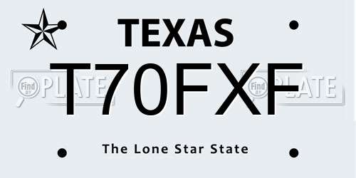 T70FXF Texas License Plate
