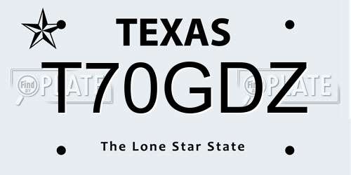 T70GDZ Texas License Plate
