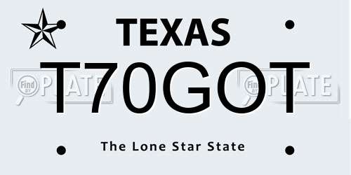 T70GOT Texas License Plate