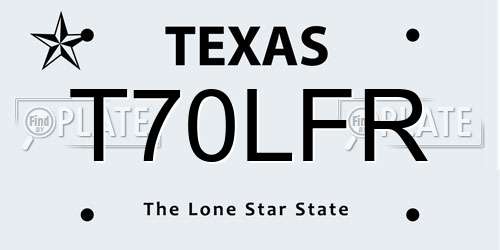 T70LFR Texas License Plate