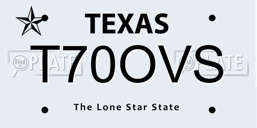 T70OVS Texas License Plate