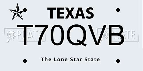 T70QVB Texas License Plate