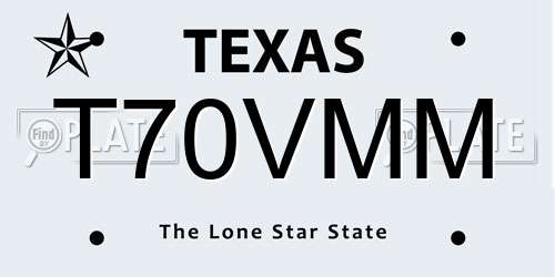 T70VMM Texas License Plate