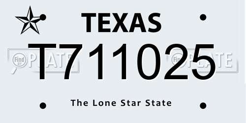 T711025 Texas License Plate