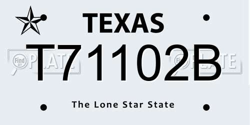 T71102B Texas License Plate