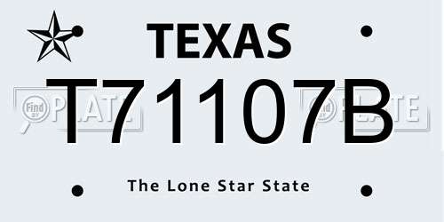 T71107B Texas License Plate