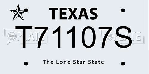 T71107S Texas License Plate