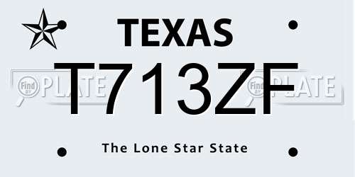 T713ZF Texas License Plate