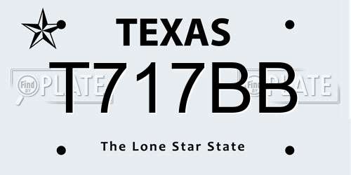 T717BB Texas License Plate